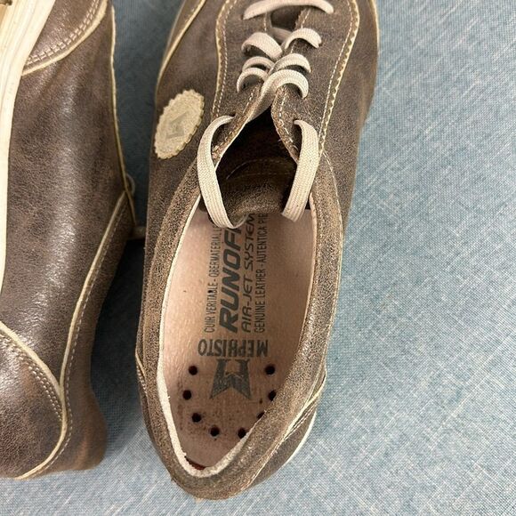 Mephisto Yael Runoff Metallic Leather Up Soft-Air Leather Walking Sneaker Size 8 - Picture 9 of 10